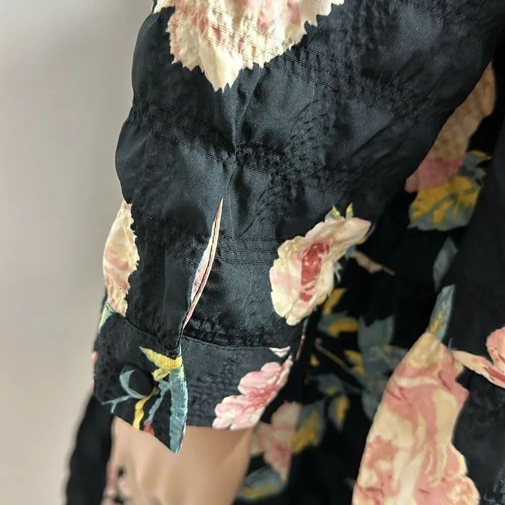 ZARA Sharon Floral Print 3/4 Sleeve Babydoll Mini Dress Size XL - Picture 4 of 10